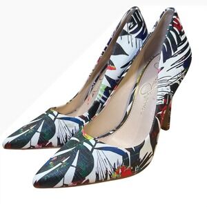 Jessica Simpson Cassani Womens Sz 5.5 M Tropical Floral Stiletto Heels